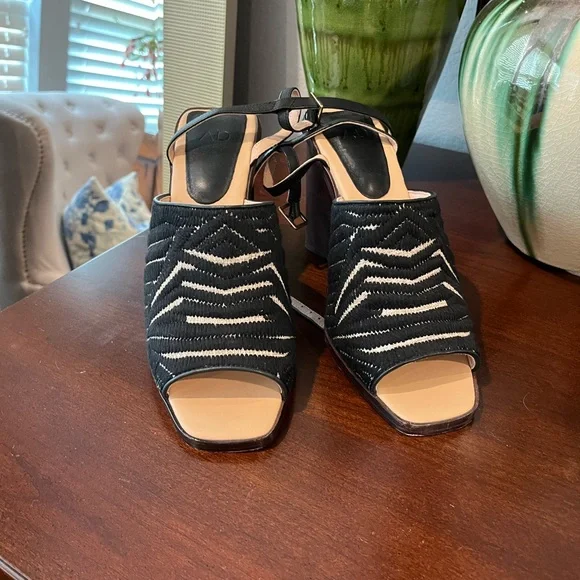 AD & Daughters Block Wooden Heel Haddix Square Toe Dress Sandals Black 9.5 NEW - Picture 9 of 11